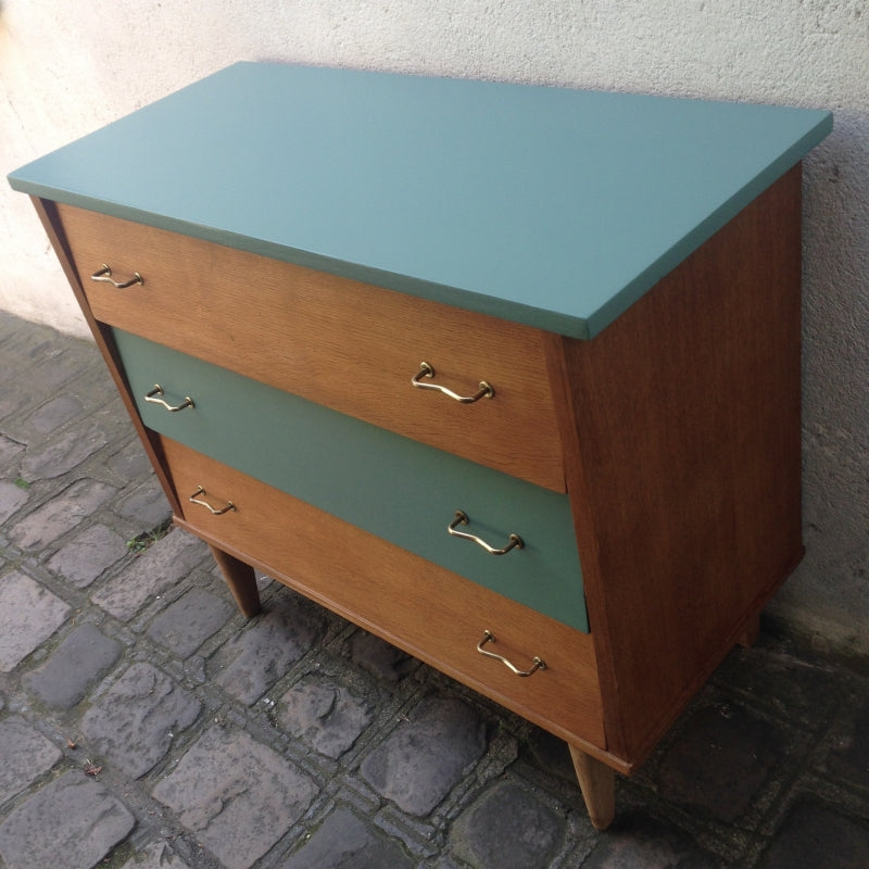 Commode vintage année 50 - Vert eucalyptus