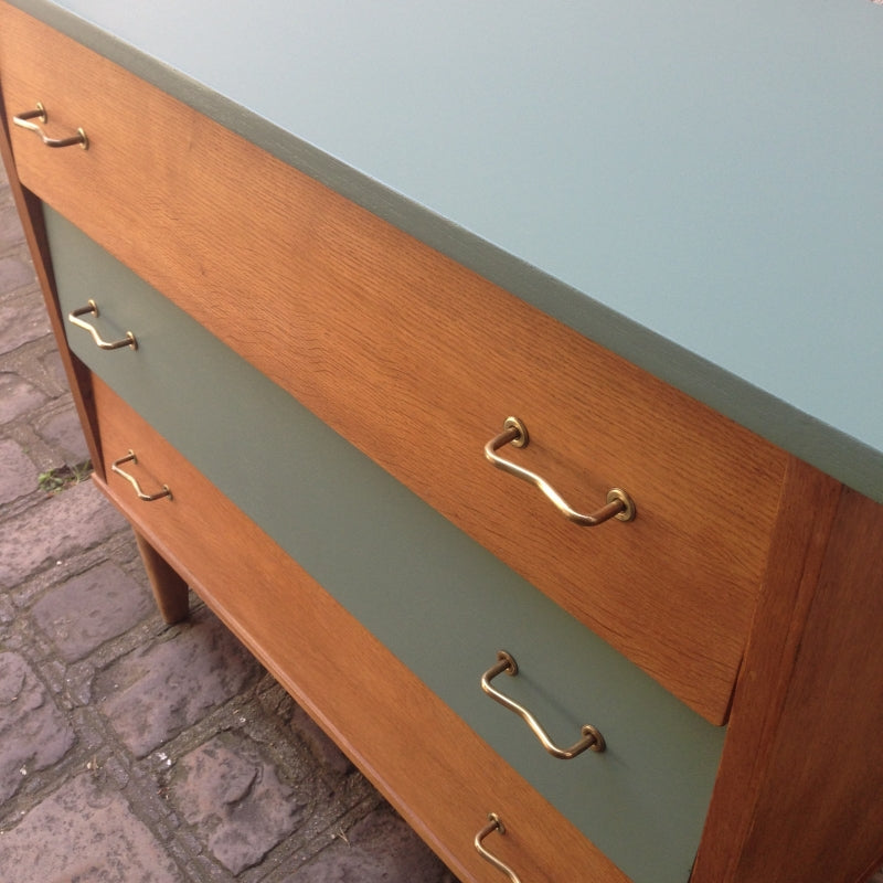 Commode vintage année 50 - Vert eucalyptus