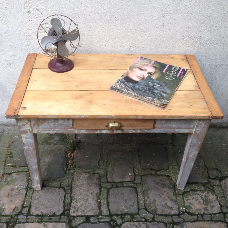 Petite table basse vintage - Poignée laiton