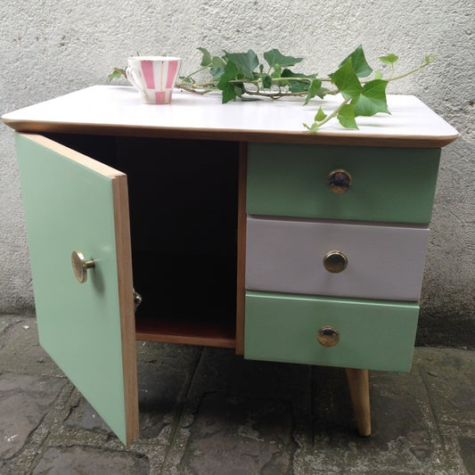 Chevet vintage - Vert amande / rose